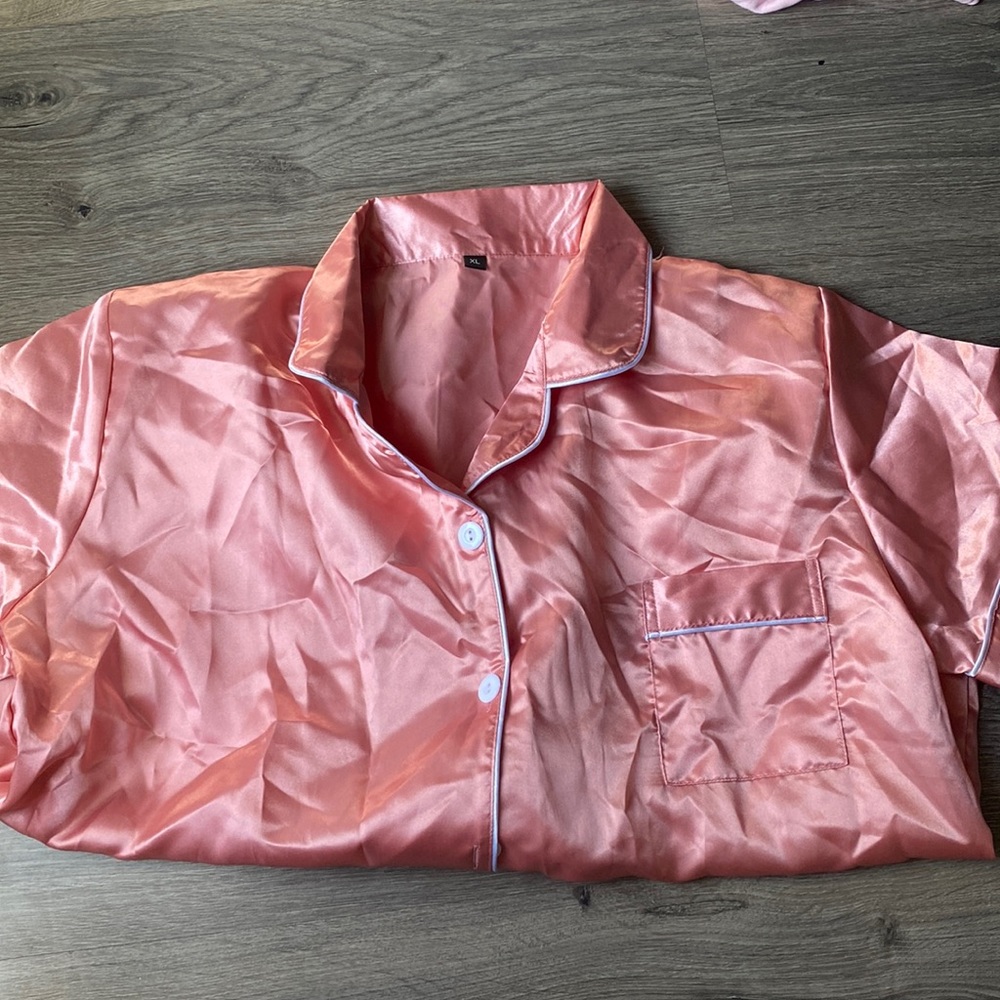 pink silk pj top
